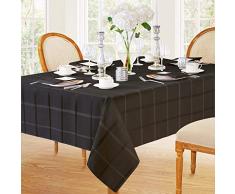 Newbridge Eleganz Plaid no-Iron Boden aus widerstandsfähigem Stoff gewebt Tischdecken, Polyester-Mischgewebe, schwarz, 52 Inches X 52 Inches Square