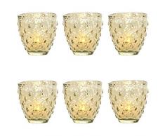 Luna Bazaar Vintage Glasvase oder Kerzenhalter (Deborah-Design) – für Heimdekoration, Party-Dekoration und Hochzeitsdekoration Set of 6, Small Gold