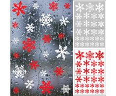 Shxstore Rot und Weiß Schneeflocke Fenster klammert Sich an Aufkleber Weihnachten Glas Statische Aufkleber für Urlaub Winter Dekoration Supplies