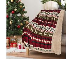 Sherpa Überwurf aus Plüsch und Fleece, wendbare Decken für Bett und Couch, super weich, bequem, warm, Fuzzy TV Decke in 3 Größen 127 x 152 cm/152,4 x 203,2 cm/228,6 x 228,6 cm 50 x 60 #Xmas