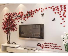 3d Couple Tree Wall Murals for Living Room Bedroom Sofa Backdrop Tv Wall Background, Originality Stickers Gift, DIY Wall Decal Home Decor Art Decorations (Large, Red) by Hermione Baby