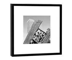 COGNOSCO Fotografie im Holzrahmen: Steile Lagerung Essen-Fotodruck-Format 27 x 27 cm-Rahmenfarbe Hochwertiges Wandbild, Geschenkidee oder Souvenir aus der Ruhrregion, Holz, Schwarz-Weiß, Rahmen