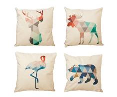 4er Pack Baumwolle Leinen Sofa Home Decor Design Werfen Kissen Fall Kissen quadratisch 44,5 cm, Baumwoll-Leinen, Series (002) Animal, 18x18inch (45x45cm)