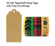 Wrapables Geschenkanhänger, gewellt, zum Aufhängen, Kraftpapier, mit Schnitt, Vögel und Kätzchen, 50 Stück