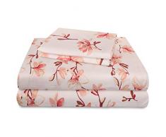 SUN WASHED Sonnenwaschbar, 100% Baumwolle, 170 g/m², Flanell, superweich, warm und flauschig, 4-teiliges Bettwäsche, bis zu 40,6 cm Tiefe Tasche. Full Farnprint