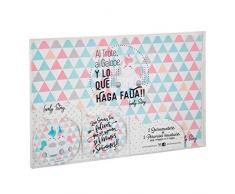 LS Lovely Story Geschenk Historias Bonitas Set Untersetzer + Tischdecken, Sortiert, 44 x 29 cm, Untersetzer - 11 cm Durchmesser