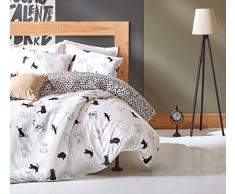 EnLora Home Bettwäsche-Set für Doppelbett, Schwarz, Weiß, 200 x 200 cm, 3 Stück