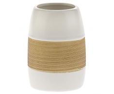 AWD Zahnputzbecher, weiß, Keramik mit Naturfarbendekor - SABBIA Bad-Accessoires Serie - AWD Interior