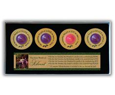 Abbey Gift Gold Joy Peace Love Hope Advent Teelichter-Set in Geschenkbox, Mehrfarbig