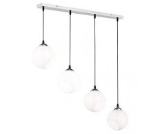 Reality Leuchten Pendelleuchte Clooney R30074001, Metall Chrom, Glas weiß glänzend, exkl. 3x E27