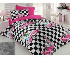 Cotton Box Steppdecke für Kinder 160 x 220 cm Fuchsia Black White Blue