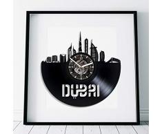 Kovides Dubai Wall Art City Art Wanduhr Vintage United Arabische Emirate Clock LP Retro Vinyl Schallplatte Wanduhr Geburtstag Geschenk Idee für Mann Reise Geschenk Dubai Uhr Handarbeit Kunst Wanduhr Modern