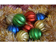 Decorcraft 6 Stück einzigartige geformte glitzernde Weihnachtskugeln 55 mm