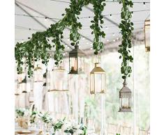 HO2NLE Künstliche Kunstpflanze zum Aufhängen, Kunstseide, grüne Blättergirlanden, für Zuhause, Büro, Garten, Garten, Garten, Garten, Garten, Garten, Garten, Garten, Garten, Dschungel-Party, Dekoration, 12 Stück