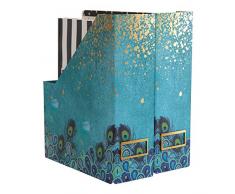 Blu Monaco Zeitschriftensammler, faltbar, mit goldfarbenem Etikettenhalter, 2 Stück Set of 2 pfau