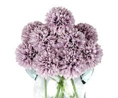 Blooming Paradise Künstliche Blumen aus Seide, Chrysanthemen-Ball, Hortensien-Arrangements, Hochzeitssträuße, Dekoration, Zuhause, Küche, Garten, Party, Tisch, Blumendekoration Grau / Violett