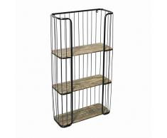 Benjara Caged Metallrahmen Wandregal mit Holzpaneelen, Braun/Schwarz