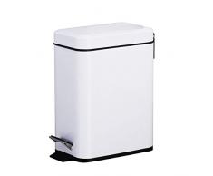 Smartbin 5L Abfalleimer Papierkorb Treteimer Mülleimer Küchenabfalleimer mit Absenk-Automatik Rechteckig Sanft Schließender Mülleimer Absenkautomatik mit Deckel (Weiß, 30 * 14 * 22.5CM)