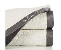 Eurofirany Handtuch Baumwolle Creme Lila Aufdruck Zweifarbig Schlicht Frottee Bordüre Exklusive Set 6-er Pack Oeko-Tex, 50X90 cm, 6