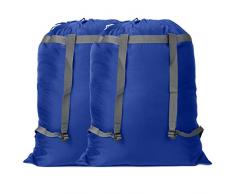 CALACH Wäschesack, groß, 68,6 x 86,4 cm, stabiles und reißfestes Polyester-Material, Kordelzug und verstellbare Schultergurte, ideal maschinenwaschbar blau2