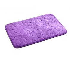 GMMH BADTEPPICH BADVORLEGER BADMATTE STEINOPTIK DUSCHVORLEGER WC Bad 45 X 70 cm (lila)
