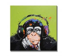 Paimuni Tiergemälde, Moderne Tier-Artworks abstraktes Ölgemälde, handbemalt, gespannt und gerahmt, fertig zum Aufhängen, Wohnzimmer, Schlafzimmer, Büro, Badezimmer 24X24inch Gorilla-Green