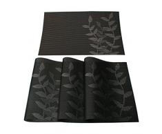 uxcell Platzsets, waschbar, hitzebeständig, gekreuzt, rutschfest, PVC, für Küche, Esstisch, rechteckig, 45,7 x 30,5 cm, 4 Stück 45 x 30cm/18 x 12(L*W) Black-Leaf