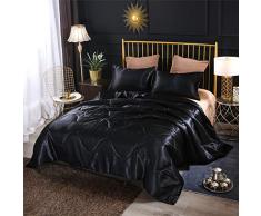 A Nice Night Satin seidig weiche Steppdecke Sexy Super Soft Microfaser Bettwäsche Bettset Full/Queen, leicht beschwert Art Deco Queen(88-by-88-inches) schwarz