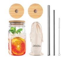 Mason Jar Deckel Strohhalm Set, BGXGsteel-S, bambus, Bamboo Lid Regular*2