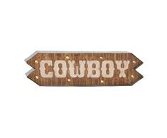 Deco 79 54776 Holz Metall LED Cowboy Deko Schild, 40,6 x 20,3 cm