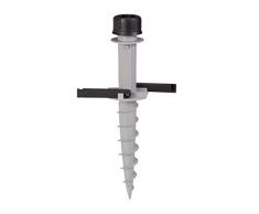 Relaxdays Bodenhülse, Einschraubhülse mit Griffen, Rasendorn f. Sonnenschirm Stiel 25-40 mm, Camping, Strand, PP, grau, 10 x 22 x 43 cm