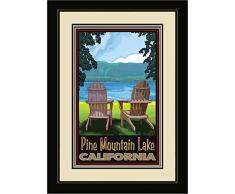 Northwest Art Mall jk-5508 fgdm adcl Pine Mountain Lake, Kalifornien Adirondack Stühle Lake gerahmtes Wandbild Art von Künstler Joanne Kollman, 40,6 x 55,9 cm
