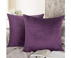 NTBAY Kissenbezug, Samt, quadratisch, superweich, luxuriös, mit Reißverschluss Euro (16 x 16 inches) violett
