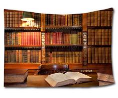HMWR Vintage Bücherregal, Wandteppich, Wandbehang, einzigartige Bibliothek, Baumwolle, Mandala, Hippie Tapisserie, Collage, Dorm, Strand, Wanddekoration, 152,4 x 203,2 cm Art Deco 60x80(in) Multi-colored 02