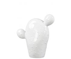 Urban Trends Dekofigur Kaktus, Keramik, glänzend, 19 cm, Weiß