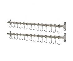 WEBI Kleiderbügel für Mantel, Hut, Badetuch, Kleiderbügel, Kleiderständer, Wandmontage, Eingangsbereich, Badezimmer, Schlafzimmer, Küche, Zuhause, Büro, Garage, Organizer Aufbewahrung, silber, 14 Hooks X2