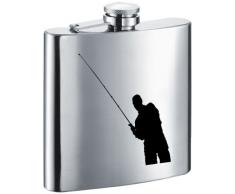 Visol Gone Fishing Edelstahl Flachmann, 6-Ounce, Satin Finish, Chrom