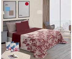 ForenTex Tagesdecke Bali, für 135 cm breite Betten, wendbar, Bedruckt, für den Sommer Frühling mit Kissen, Bordüre, 220 x 260 cm, 3 Stück