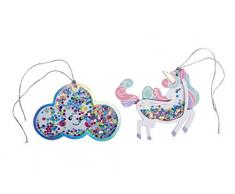Rayher 67317000 Schüttelanhänger Magical, Geschenkanhänger Set Einhorn und Wolke 7,5-9 cm x 5,8-6,2 cm, 4 Stück