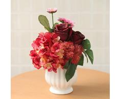 Devalook Künstliche Kunstpflanzen, Blumenstrauß inklusive Dekoration für Tisch Zuhause Büro Hochzeit Pattern-2 rot