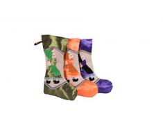 Comarco Sa 14942 Weihnachtsstrumpf und Weihnachtsstrumpf, Jute Stoff, Violett/Orange/Grün, 22 x 1 x 38 cm