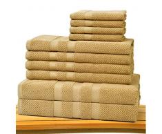 Cotton Craft Handtuch-Set aus Leinen, luxuriös, 100% Baumwolle, schwer und saugfähig, Set mit 2 großen Badetüchern, 4 Handtücher und 4 Waschlappen Set of 10 Towels - Linen leinen