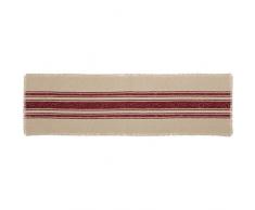 VHC Brands Farmhouse Holiday Tabletop & Kitchen Burlap Stripe White Läufer, Vintage Jute gestreift rot, 13 x 48