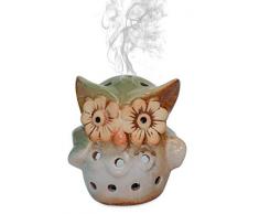 Layssa Räucherstäbchenhalter Eule Rückfluss Räucherkegel Halter Home Decor Räucherstäbchen mit Geeignet für: Stäbchen, Kegel, Räucherstäbchen 3.66 x 2.64 x 3.82inch (L x W x H) grün