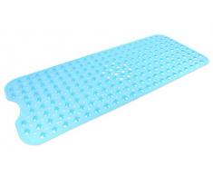 DII Badewannenmatte aus Vinyl, rutschfest, transparent, mit Saugnapf, 15 x 70 cm Large blau