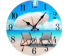 Sea Creations Strandkorb Glas Wanduhr new-13-x-13 – Home-Wall-Decor-Coastal-Nautical-Beach
