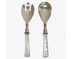 Better & Best Salatbesteck aus Metall, mit quadratischen Griffen aus Glas, Maße je 7 x 2,5 x 28,5 cm