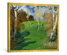 Gerahmtes Bild von Constant Montald Landschaft, Kunstdruck im hochwertigen handgefertigten Bilder-Rahmen, 100x70 cm, Gold Raya