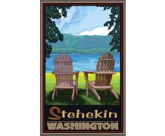 Northwest Art Mall Stehekin Washington, Adirondack Stühle, ungerahmt, Poster von Joanne Kollman, 28 x 43 cm