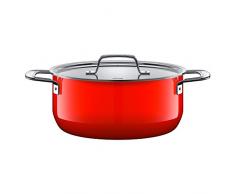 Silit Zeno Red Kochtopf 24cm, Metalldeckel, Bratentopf 4,4l, Silargan Funktionskeramik, Topf Induktion, rot
